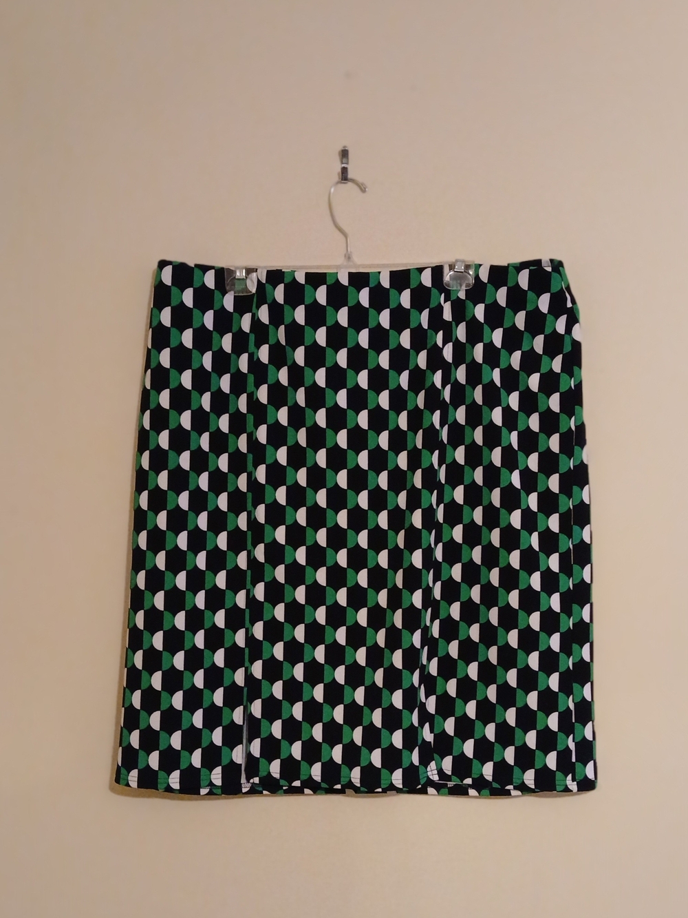 Cato Black, Green and White Geometric Pencil Skirt